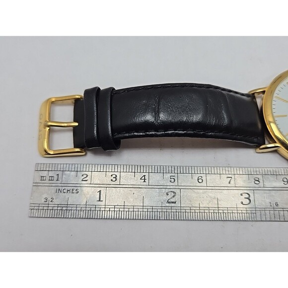 Arvo Time Sawyer Gold White Dial Black Leather Quartz Watch New Battery Mens - Picture 9 of 12